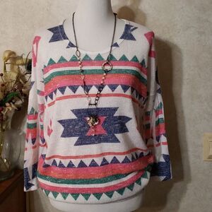 Moa moa Aztec Loose knit sweater